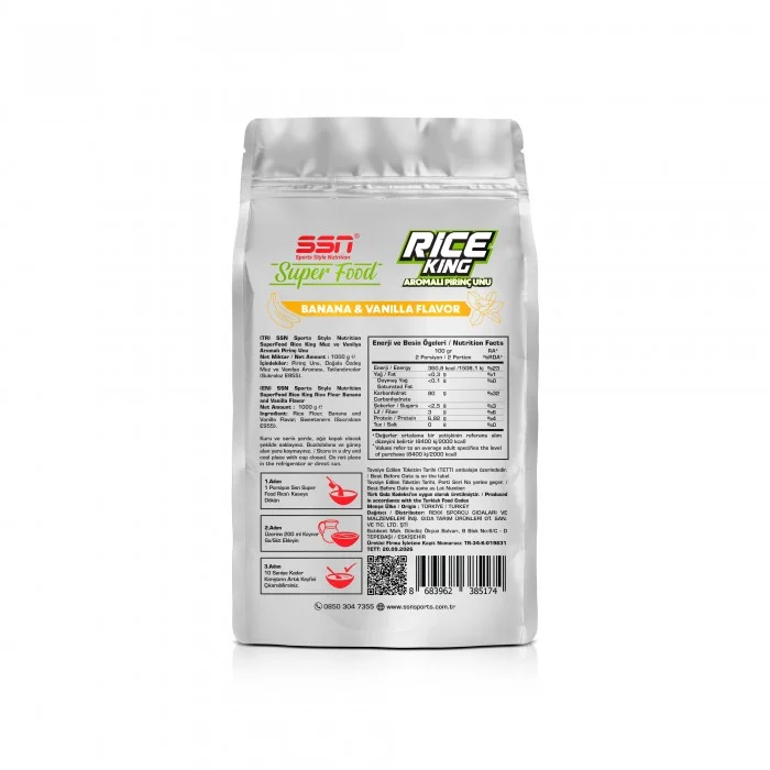 SSN Sports Style Nutrition SuperFood Rice King 1000  Gr Aromalı Pirinç Unu ( Muz ve Vanilya )