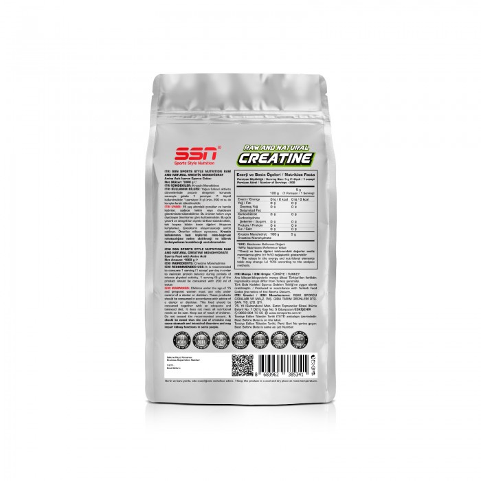 SSN Sports Style Nutrition Raw and Natural Creatine 1000 gram