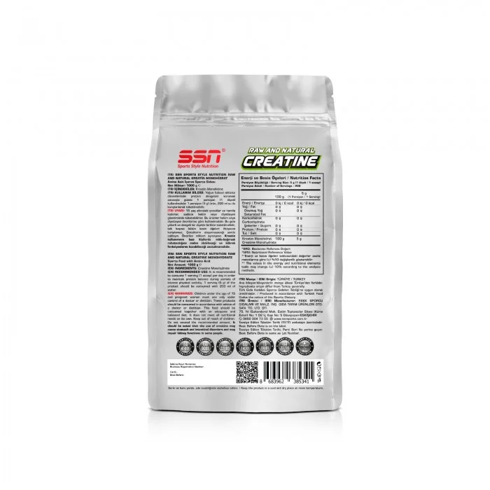 SSN Sports Style Nutrition Raw and Natural Creatine 1000 gram