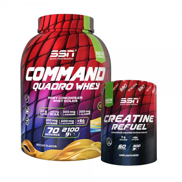 SSN Fitness Paketi ( Command Quadro Whey 2100Gr (Bisküvi) + 300 Gr SSN Creatine)