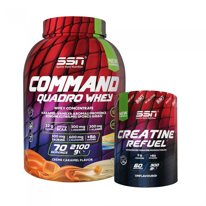 SSN Fitness Paketi ( Command Quadro Whey 2100Gr (Creme Caramel) + 300 Gr SSN Creatine)