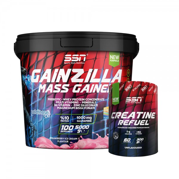 SSN Fitness Hacim Paketi ( Gainzilla Mass 5000G Çilek Dondurma + SSN Creatine 300G )