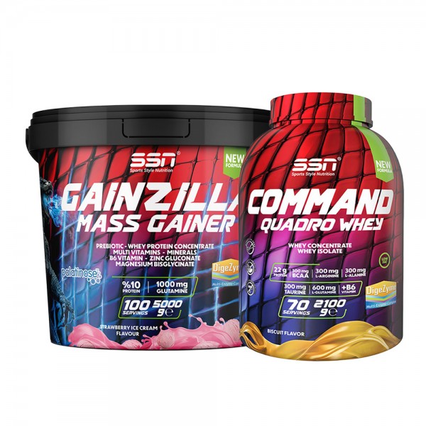 SSN SSN Bulk Power ( Gainzilla Mass 5000G Çilek Dondurma + SSN Command 2100 G Biskuvi)