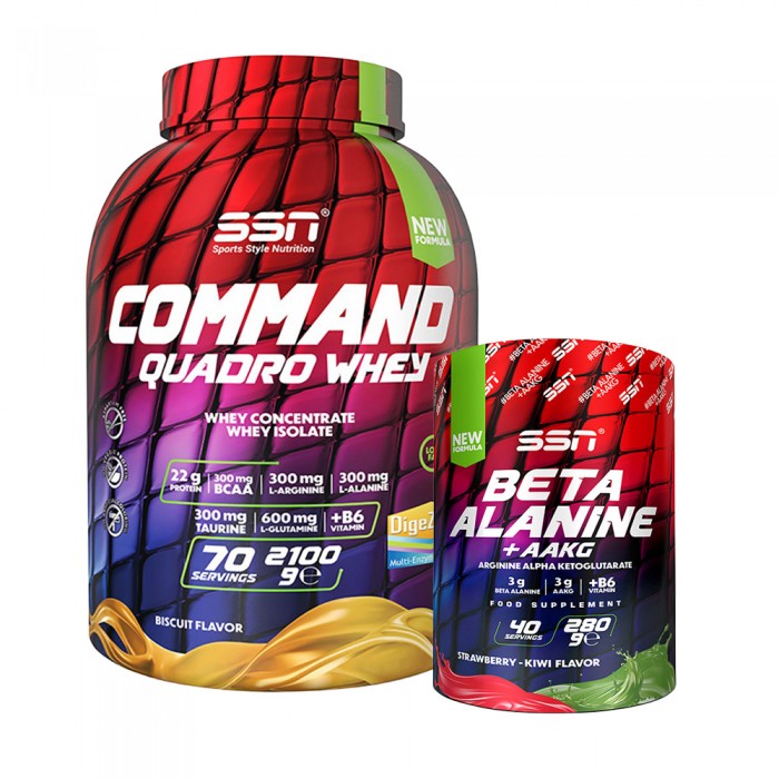 SSN HyperBuild SSN Command Whey 2100G + SSN Beta Alanin Refuel + AAKG Çilek- Kivi Aromalı