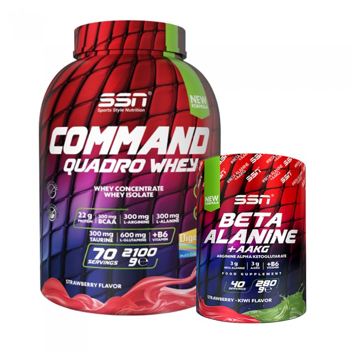 SSN HyperBuild SSN Command Whey 2100G + SSN Beta Alanin Refuel + AAKG Çilek- Kivi Aromalı