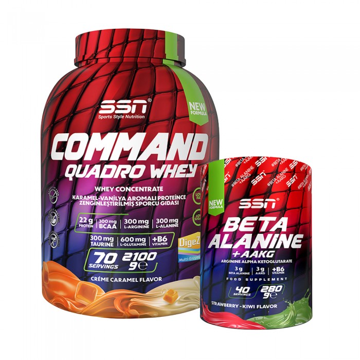 SSN HyperBuild SSN Command Whey 2100G + SSN Beta Alanin Refuel + AAKG Çilek- Kivi Aromalı