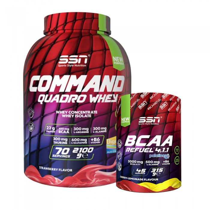 SSN Lean Muscle Pack Command Quadro Whey 2100G + SSN BCAA Refuel Cherry Lemonade
