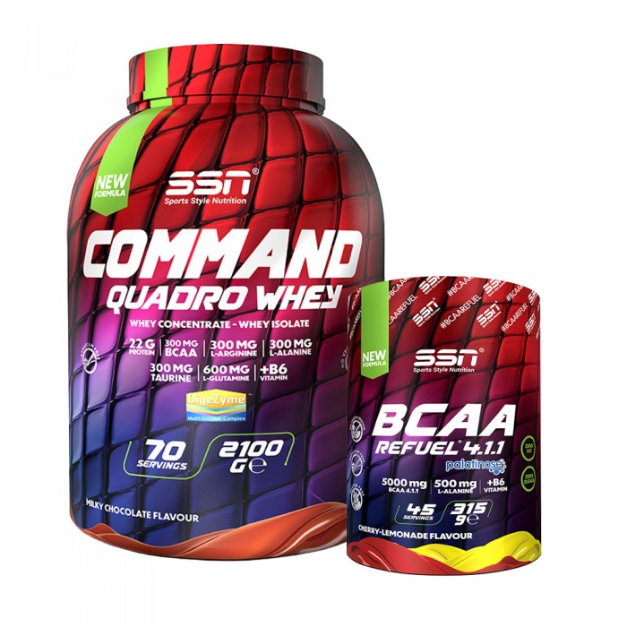 SSN Lean Muscle Pack Command Quadro Whey 2100G + SSN BCAA Refuel Cherry Lemonade