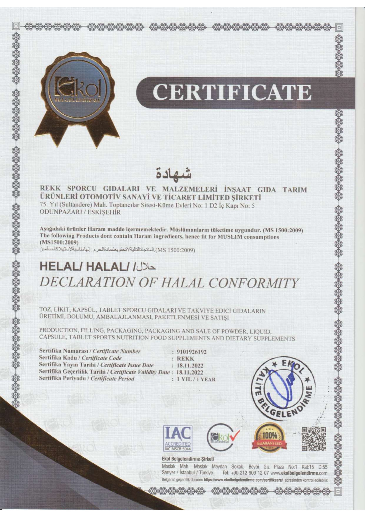 Helal Sertifikası