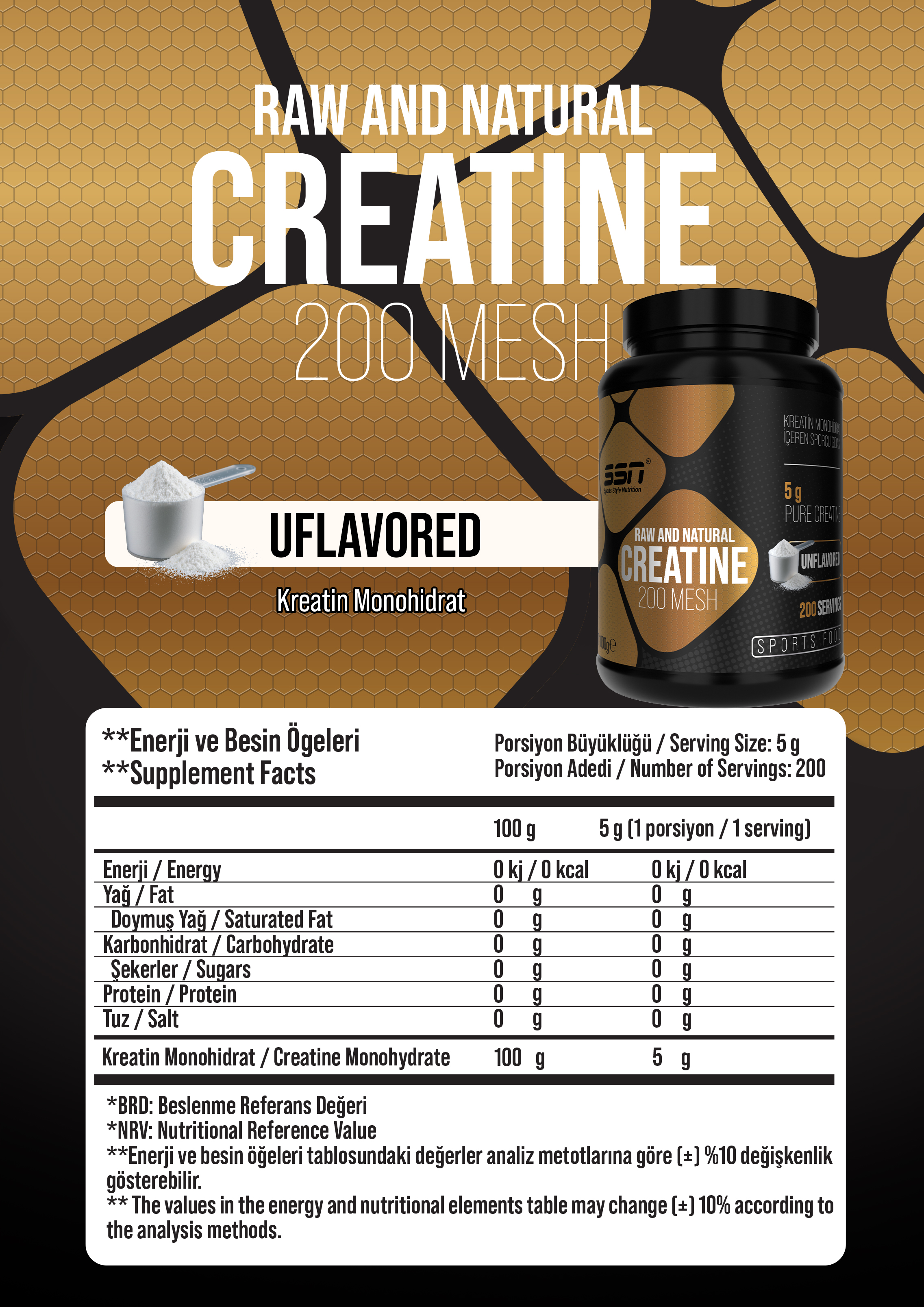SSN Sports Style Nutrition Raw and Natural Creatine 1000 gram